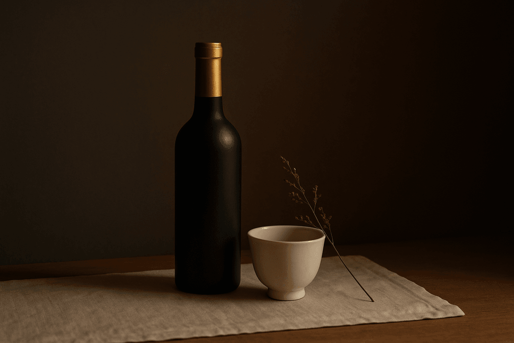 無印の小瓶と白磁の杯の静物