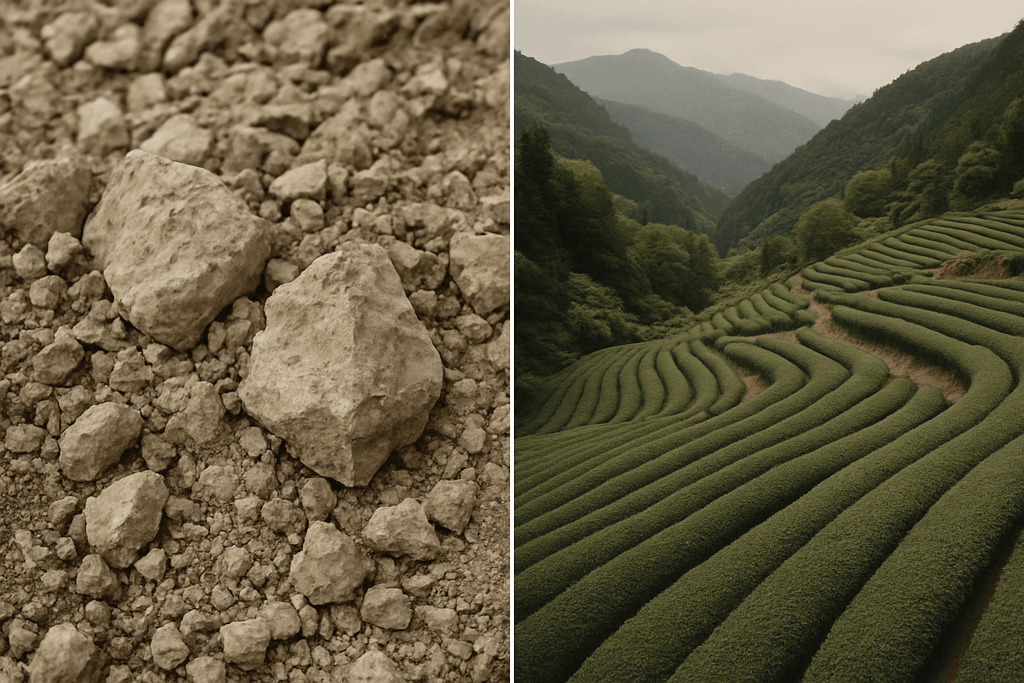 ボルドーの土壌と日本の茶畑の比較